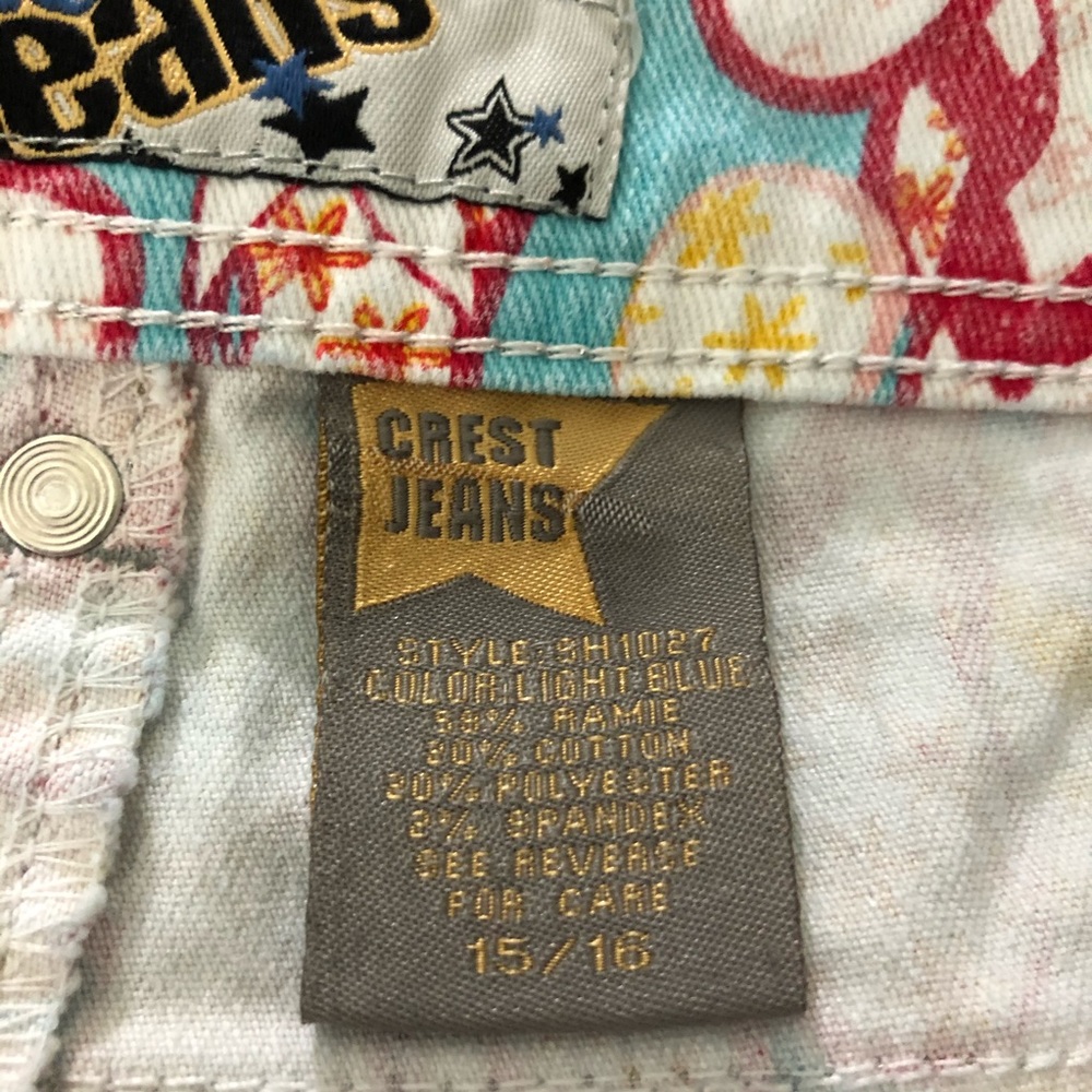CREST JEAN SHORT FLIP FLOP PRINT BUTTONS SZ 15/16 - Picture 6 of 6